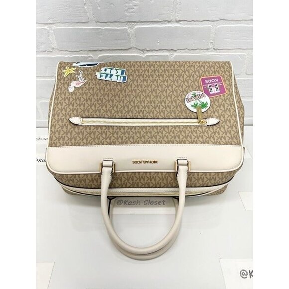 Michael Kors weekender travel bag top zip large jet set girls travel light cream - Picture 6 of 11